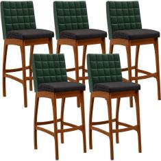 Kit 05 Banquetas Altas Cozinha B04 Verde Musgo Chumbo