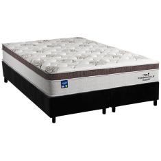 Cama Box Queen: Colchão Molas MasterPocket Ensacadas Plumatex Personalle + Base CRC Suede Black(158x198)