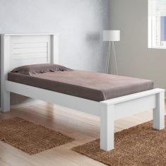 Cama Solteiro Roma Branco Com Colchão
