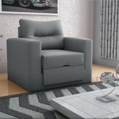 Sofá Cama 1 Lugar Cork Suede Cinza