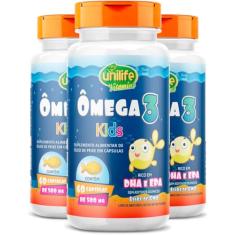 Kit 3 Ômega 3 Kids 500mg Unilife 60 Cápsulas