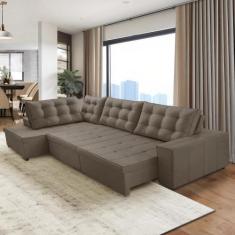 Sofá de Canto Retrátil e Reclinável com Molas 3,40x2,00 Esq Jacke Sued