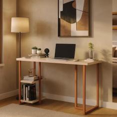 Escrivaninha Para Quarto Home Office Tampo MDF Mali 120cm Com Pratelei