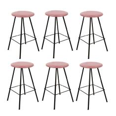 Kit 06 Banqueta Alta Loni Eiffel Preto Rose Gold