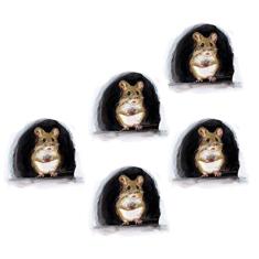 MOOKEENONE 5X Wall Stickers Realistic Wallpaper 3D Mouse Sticker Mouse in A Hole