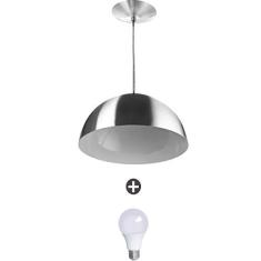 Pendente Meia Lua 40 Alumínio Escovado Com Lampada