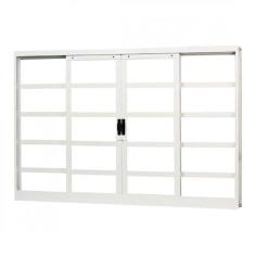 Janela de Aço de Correr 100x100cm 4 Folhas com Vidro Liso Minas Sul Mgm Branco