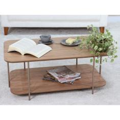 Mesa de Centro Metal/Madeira Onix Amendoa