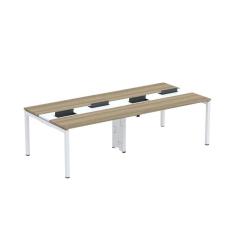 Mesa de Plataforma Dupla para 4 Pessoas Corporativa 130X120/4P PDC13/12/4P Noce Naturalle/Branco