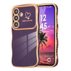 DEFBSC Capa para Samsung Galaxy S24, moldura encaracolada em forma de onda, linda capa de coração de amor para meninas e mulheres, proteção total para lentes de câmera macia durável TPU à prova de