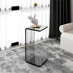 Mesa de canto moderna, mesa lateral acrílica transparente, mesa de cabeceira em forma de C para escritório, mesa de sofá, mesa de centro pequena, mesa de cabeceira para quarto, sala de estar
