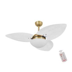 Ventilador De Teto Dourado 3 Pás Palmae Branco 220V