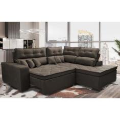 Sofá de Canto 2,60x2,36m Retrátil e Reclinável com Molas Cama inBox Pl
