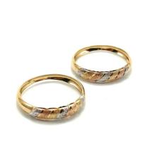 Anel de ouro 18k aparador faixas tricolor - Elegancy Joias, 14