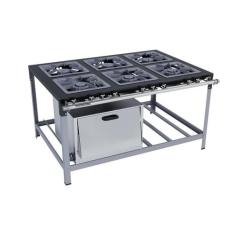 Fogão Industrial 6 bocas 40X40 com Forno Metalmaq, Gás de Botijão (GLP