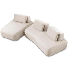 Sofá 5 Lugares Com Chaise Para Sala de Estar Living 335cm Shape T03 Ve