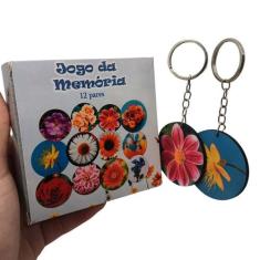 Jogo Da Memória Flores Floral Redondo Divertido + Chaveiro - Reidopend