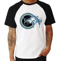 Camiseta Raglan Signo Touro Astrologia - Foca na Moda, Branco, Preto, 