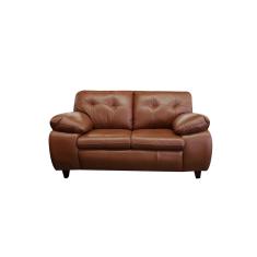Sofá de Couro Marselha 2 lugares Conhaque com Brilho - Mempra
