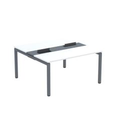 Mesa Plataforma Dupla Com Pé De Aço Para Coworking 140x140-2p Pdc14-14-2p Branco-grafito