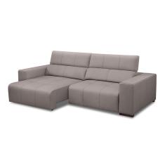 Sofá Decorativo Barbosa 3 Lugares Sala De Estar 250cm Reclinável E Retrátil Couro Avelã