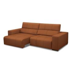 Sofá Decorativo Barbosa 3 Lugares Sala De Estar 250cm Reclinável E Retrátil Couro Conhaque