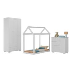 Quarto Infantil Com Cama Montessoriana Algodão Doce Multimóveis Mx4267 Branco