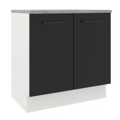 Balcão Madesa Agata 80 cm 2 Portas - Branco/Preto