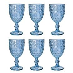 Jogo 6 taças 220ml para água de vidro azul Roman Bon Gourmet - 35457