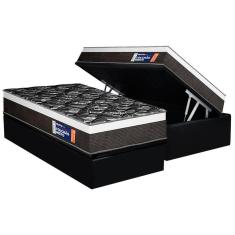 Cama Box Baú Solteiro: Colchão Anatômico Plumatex D33 Selectus + Base Crc Suede Black (88x188)