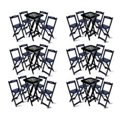 Kit 6 Conjuntos De Mesa Bistrô Dobrável Jack Daniel's Com 4 Banquetas De Madeira Preta