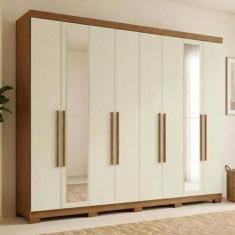 Guarda-roupa Casal com Espelho e Pés 8 Portas 4 Gavetas Master New - S