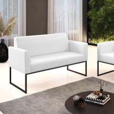 Sofá Namoradeira Base Industrial Preto Marisa Corano - DRossi, Branco