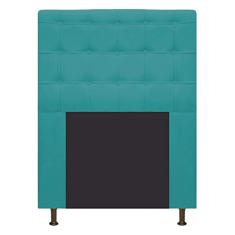 Cabeceira Estofada Dama 90 cm Solteiro Com Botonê Suede Azul Turquesa - ADJ Decor