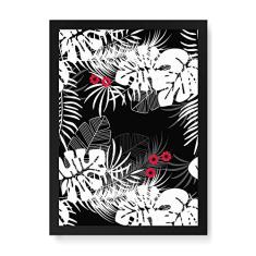 Arte Maníacos Quadro Decorativo Folhas Floresta - 23x16,25cm (Moldura caixa em laca preta)