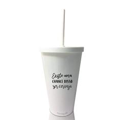 Kit 6 Copos Com Tampa e Canudo Branco Personalizado