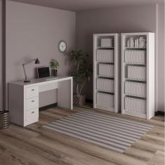 Escrivaninha 3 Gavetas Me4102 com 2 Estantes para Escritório Me4104 Tecno Mobili Branco