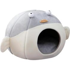 Cama para gatos, canil semi-fechado para cães e gatos, casinha para gatos à prova de intempéries para gatos ao ar livre, roupa de cama aconchegante para animais, caverna confortável para animais de es