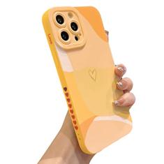 YKCZL Capa compatível com iPhone 13 Pro Max de 6,7 polegadas, linda arte pintada com padrão de coração, lente de câmera completa, capa protetora fina e macia à prova de choque para mulheres e meninas