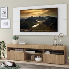 Rack com Painel e Suporte TV 65&quot; com 2 portas Londres Multimóveis Rustic/Branco