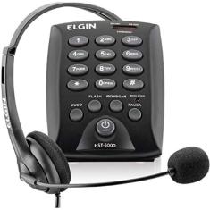 Telefone Headset HST 6000 Elgin Flash ajustável Rediscagem Pausa e Mudo