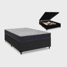 Cama Box Baú Casal Preto + Colchão De Espuma D45 - Ortobom - Airtech 1
