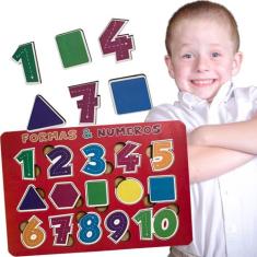 Quebra-Cabeça  Encaixe Formas e Números Brinquedo Pedagógico - TRALALA