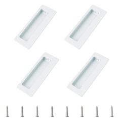MOROBOR 4 peças de alça oculta retangular embutida, puxador de porta deslizante com parafusos, puxadores de armário de aço inoxidável para puxadores de gaveta de guarda-roupa (branco)