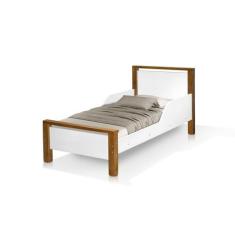 cama infantil meli com proteção lateral branco com marrom - Frausto