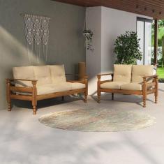 Jogo de Sofá Madeira Maciça 2 e 3 Lugares Liz Multimóveis CR7004, Imbu