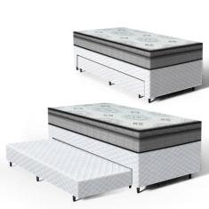 Cama Box com Colchao Espuma D33 Pillow In Anjos Ortosleep + Auxiliar de Espuma Unique Solteiro 88cm