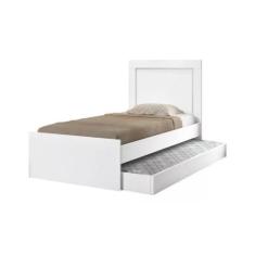 Cama Solteiro Cambel Luara com Auxiliar Branca, Branco