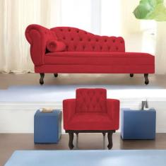 Kit Diva Recamier Diana 140cm Lado Direito e 01 Poltrona Classic Suede