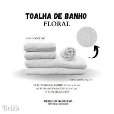 Jogo De Toalha De Banho E Rosto 5 Pçs Briza - Floral Branca